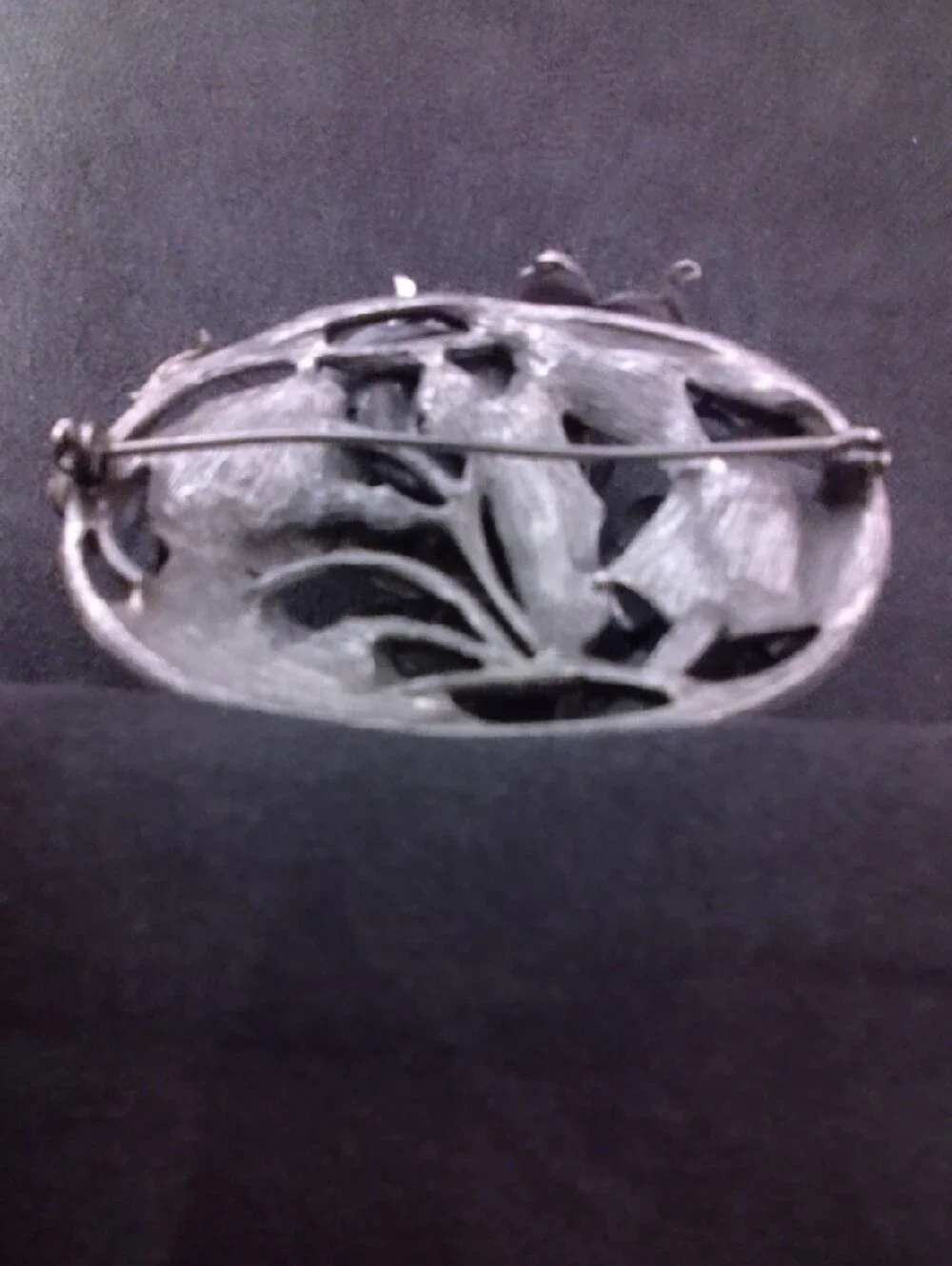 Vintage Silver Tone Floral Pearl Accent Brooch